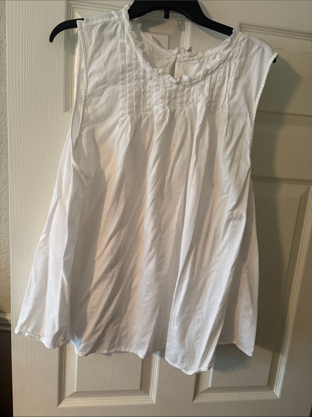 a.n.a White Smocked Neck Cotton Top